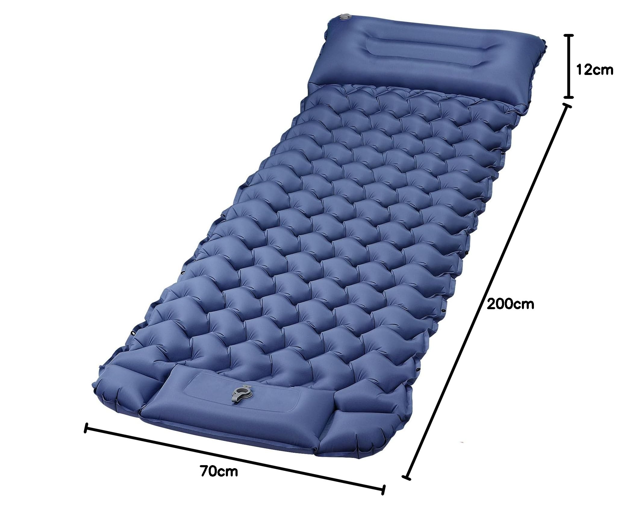 Materassino campeggio Singolo, Materassino Gonfiabile Campeggio Ultraleggero con Cuscino, Materassino Trekking con Pompa a Pedale integrata, Materasso Tenda 68x198, Blu