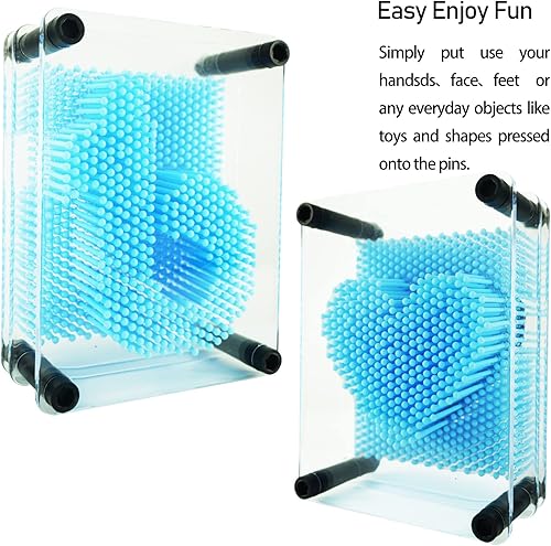 Miniatura 2 de 3D Pin Art Juguete Sensorial Tamaño 5x3.7 Pulgadas Agujas Pin Impresión Juguete Intelectual Divertido Rainbow Juguetes, Azul Claro
