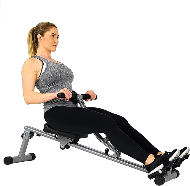 Sunny Health & Fitness SF-RW1205 12 Adjustable Resistance Rowing Machine Rower w/ Digital Monitor