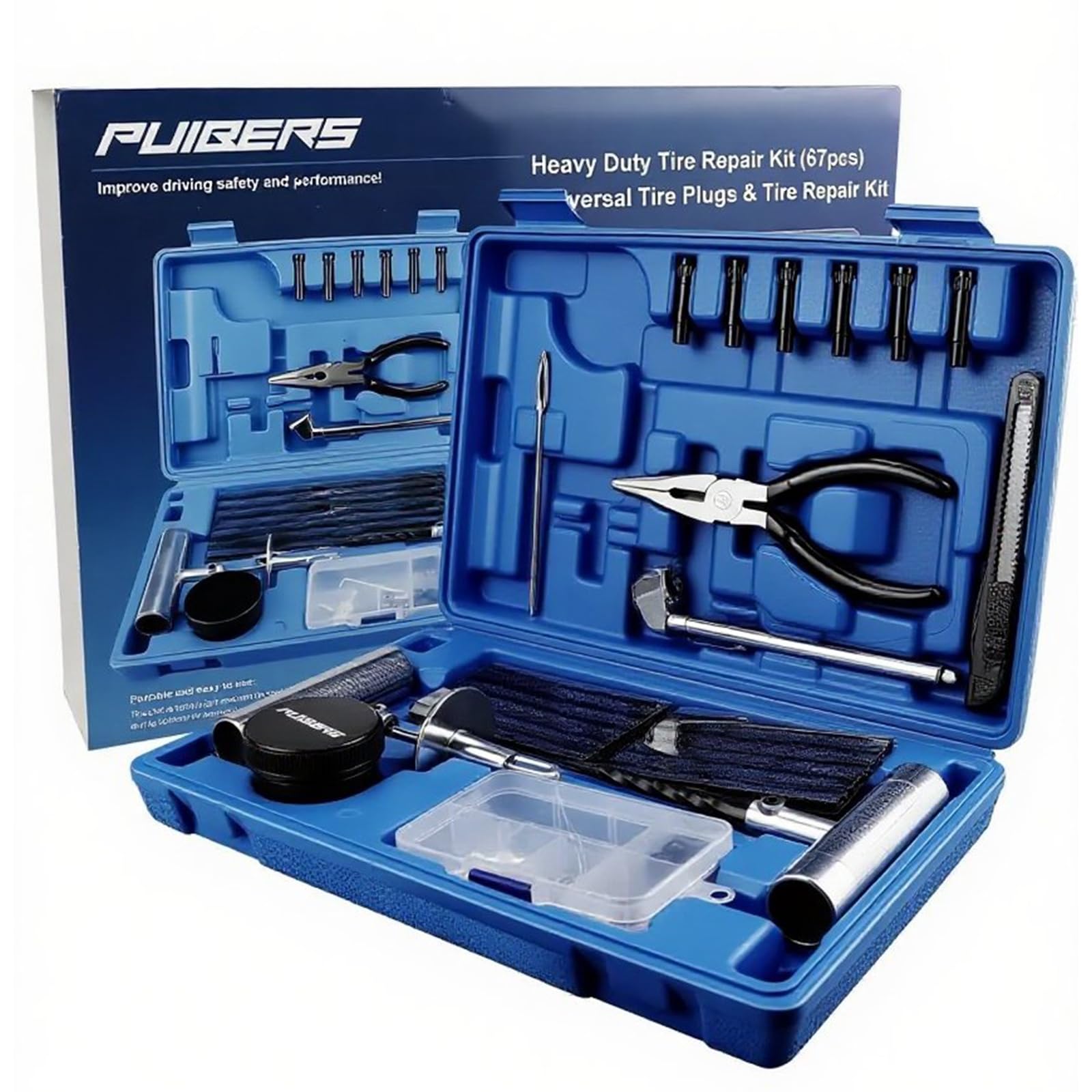 PUIBERS Heavy Duty Tire Plug Kit 67 Pcs
