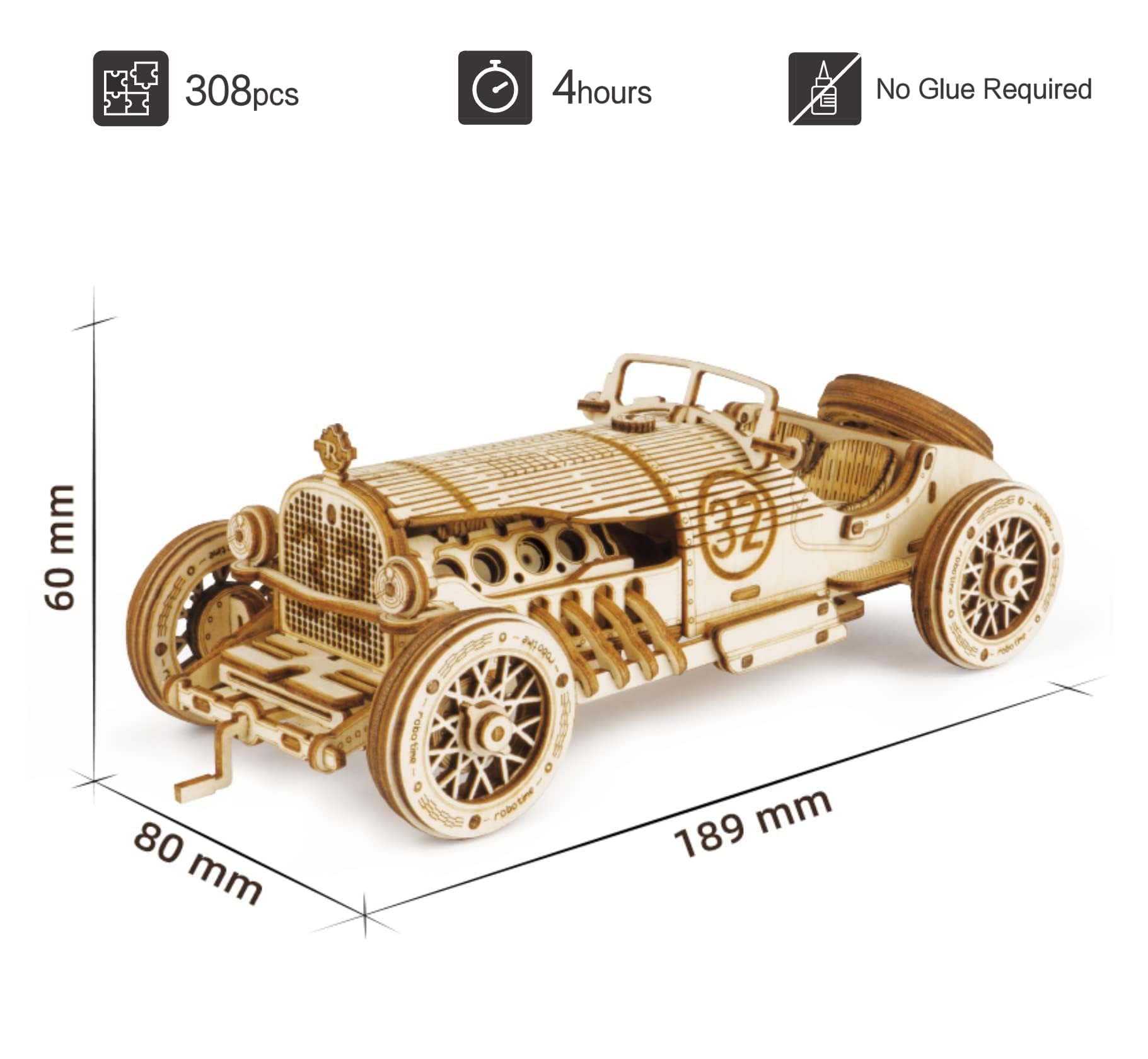 Rompecabezas de madera 3D para adultos, modelo de coche mecánico, kit de vehículos de construcción de bricolaje, juguetes para rompecabezas de cerebro, regalo para hombres y mujeres en 5