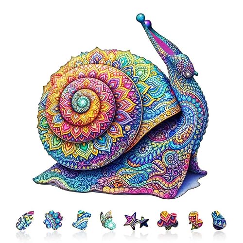 Jigfoxy Wooden Puzzles for Adults, Mandala Snail Wood Puzzles Adult
