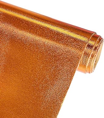 ONEART | Metallic Orange Soft Faux Leather Fabric, 0.9 mm Lambskin Synthetic Pleather for Handbag Wallets Hair Bows Crafts