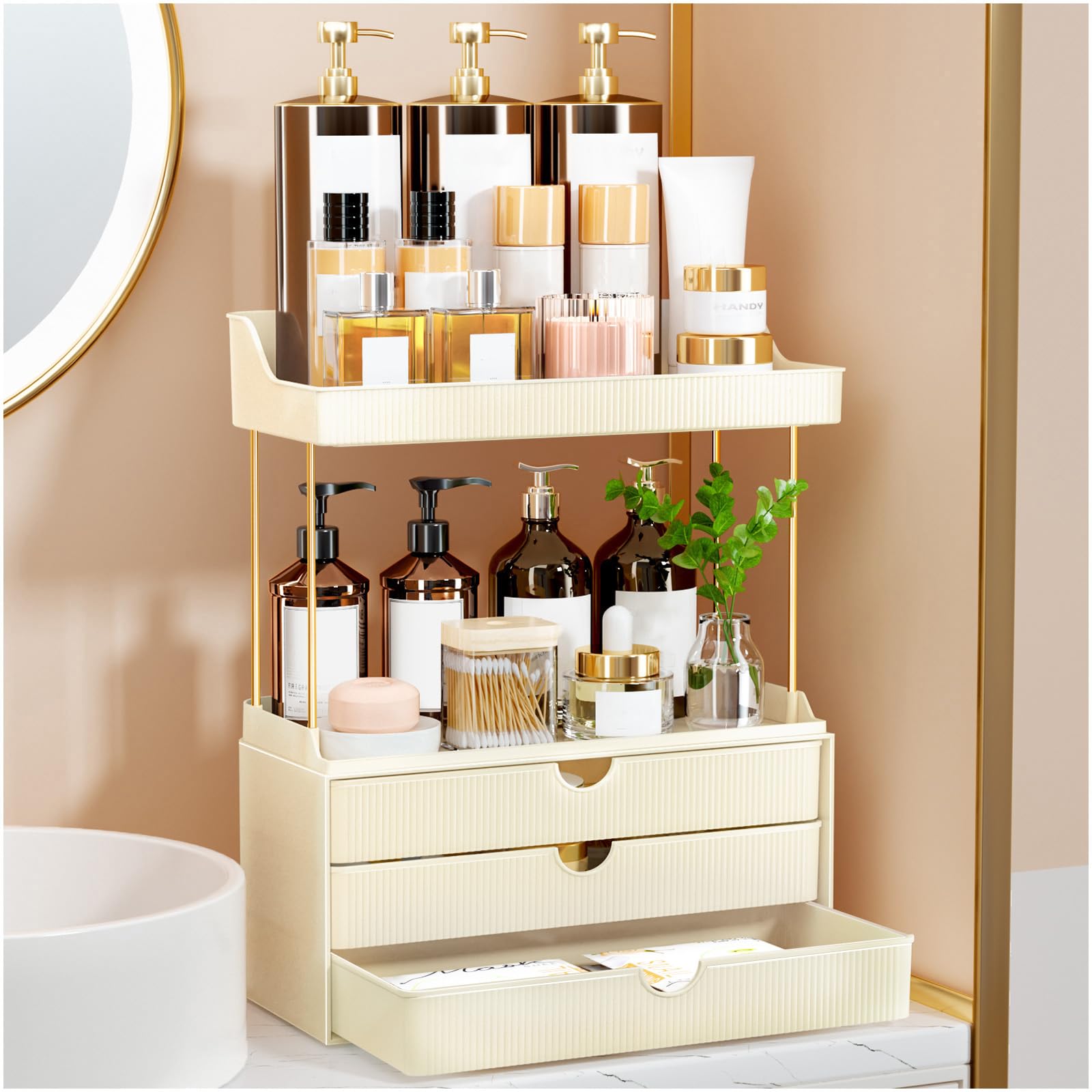 StorBin 3 Drawers Bathroom Counter Organizer - 5 Tier Makeup Organizer, Versatile Perfume Organizer, Ideal for Bathroom Storage, Vanity, Large