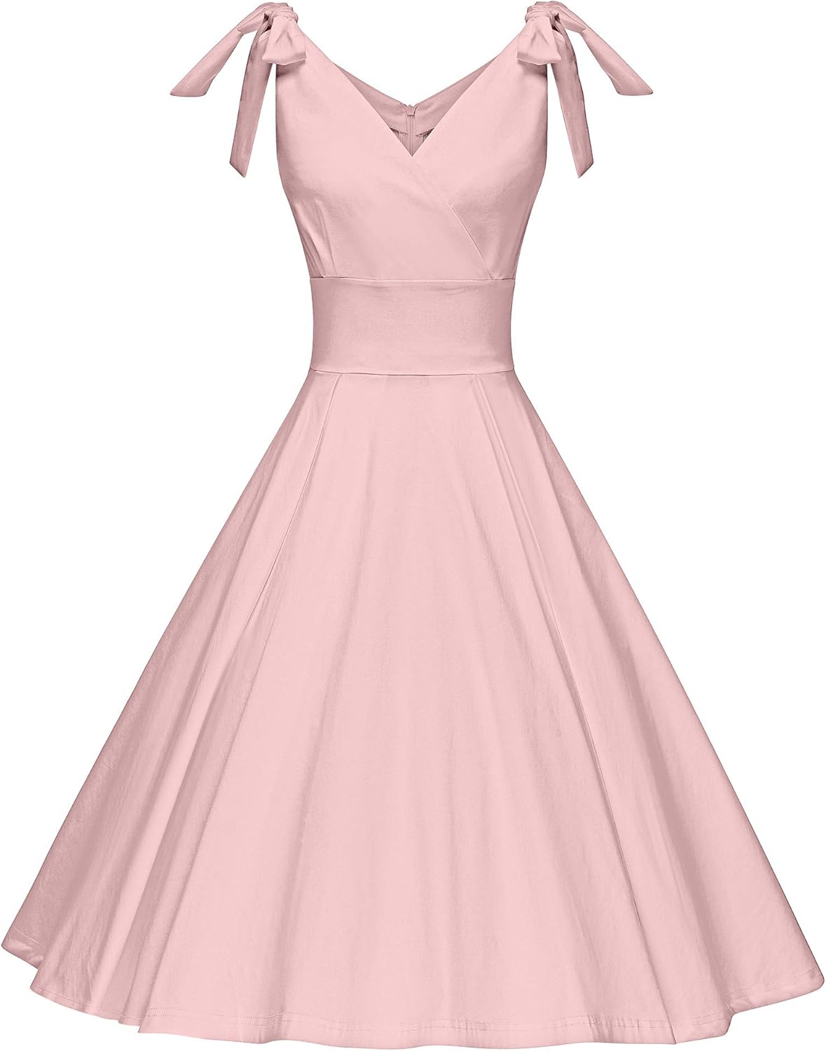 GownTown Women's 1950s V-Neck Adjustable Bowknot Swing Cocktail Dress