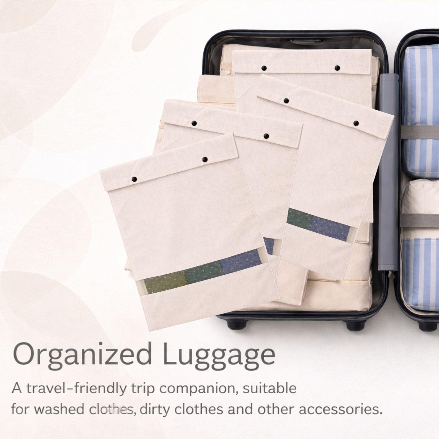 Mayatra's Cotton Saree Storage Bags with Zipper Closure and Transparent Mesh Window, 16 x 14 Inches, Pack of 12