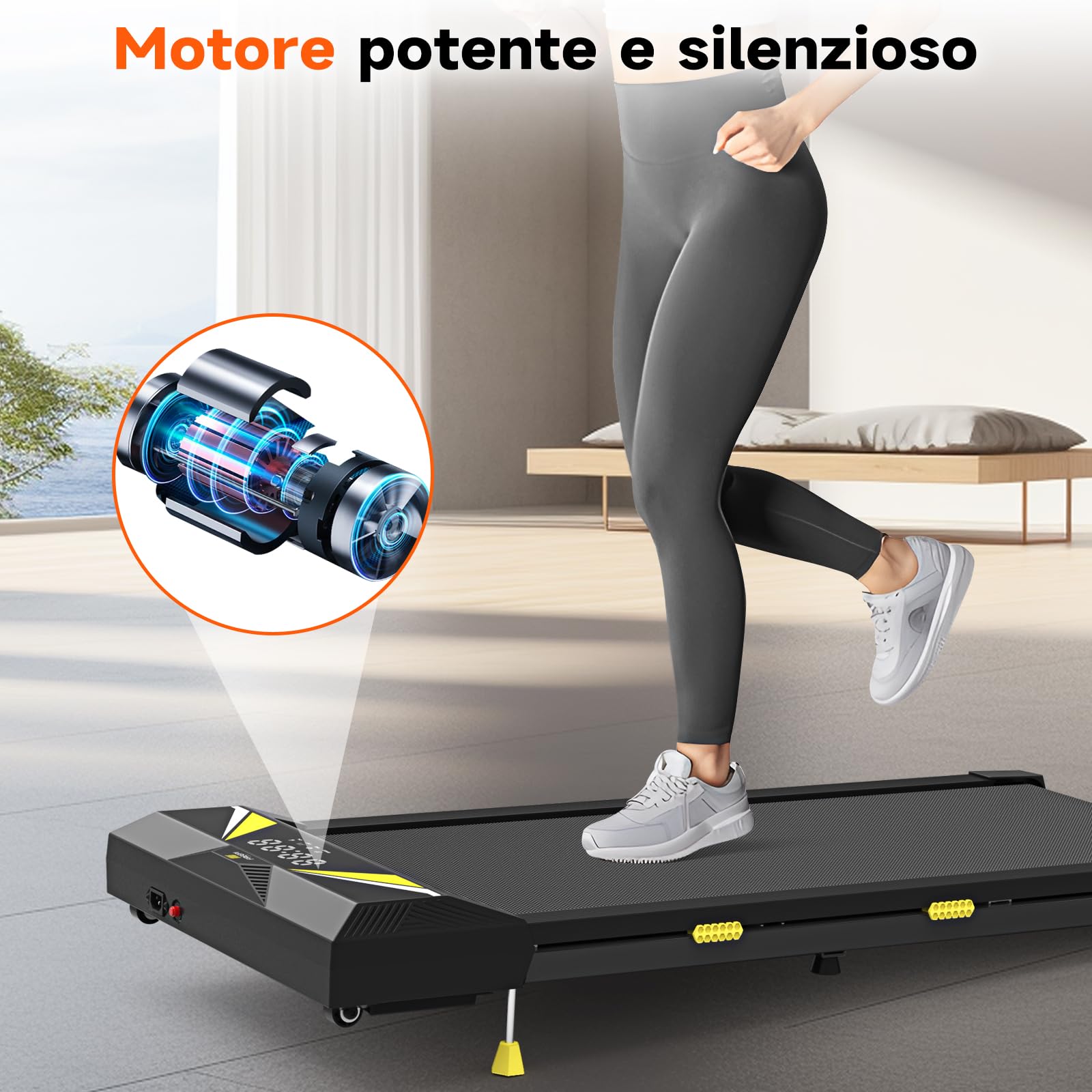 4 in 1 Tapis Roulant Walking Pad 1-6km/h Tapis Roulant Compatto per casa e ufficio con Display LED e Telecomando