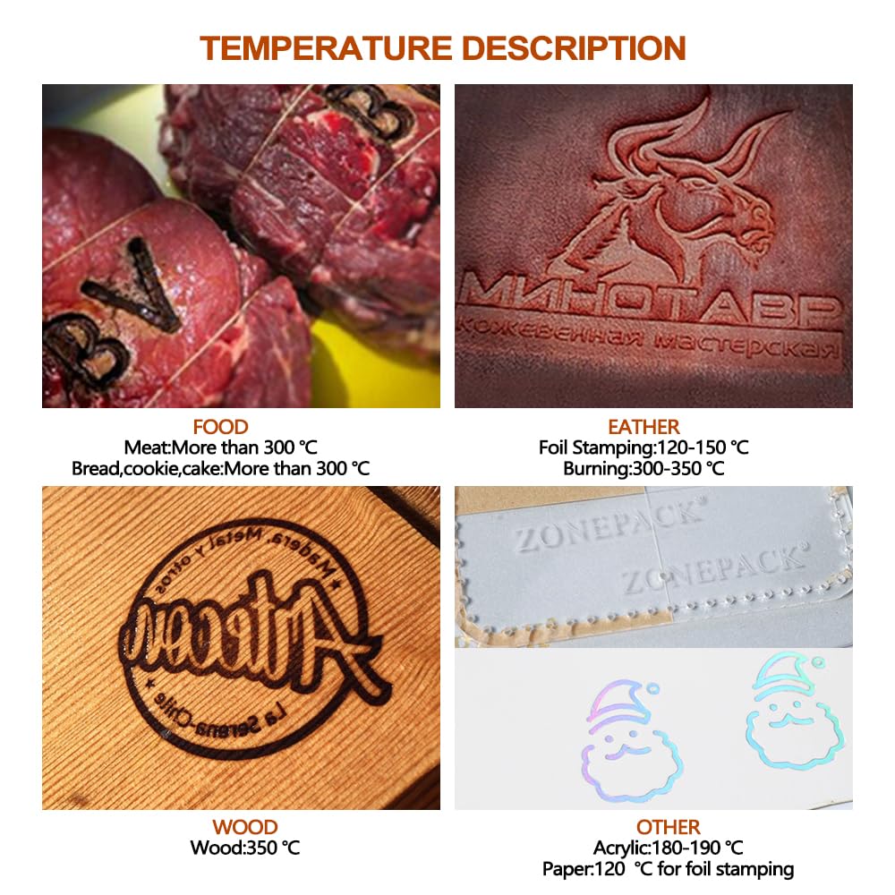 ZONESUN Logotipo personalizado Máquina de estampado en caliente Sello de cuero Prensa de calor Embosser (4"x4")
