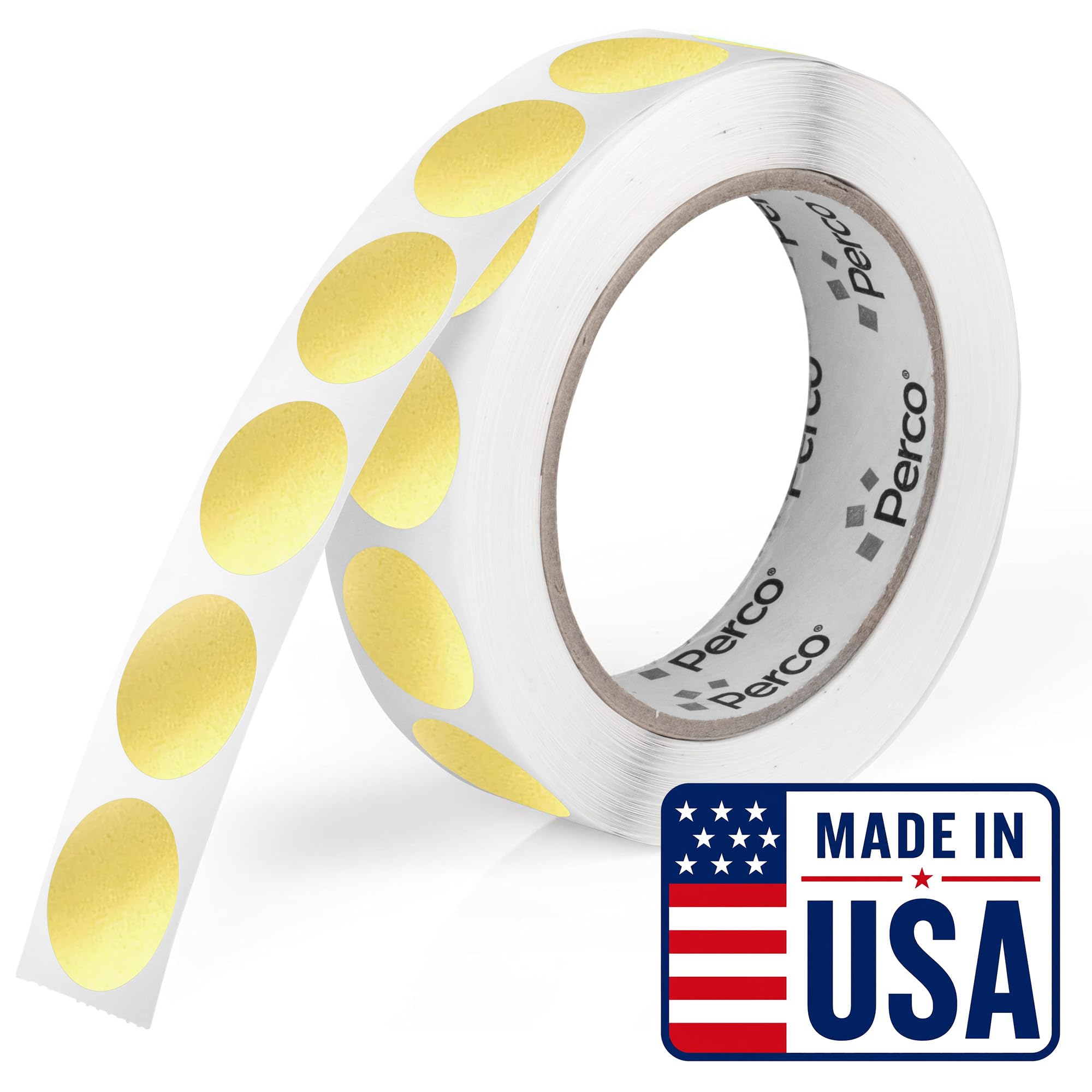 Perco Metallic Gold Round Circle Dot Sticker 1-Inch Labels with Perforation for Easy Tear-Off - 1,000 Stickers per Roll - VIP, Reward &amp; Premium Pricing Labels for Events &amp; Packaging - Made in USA