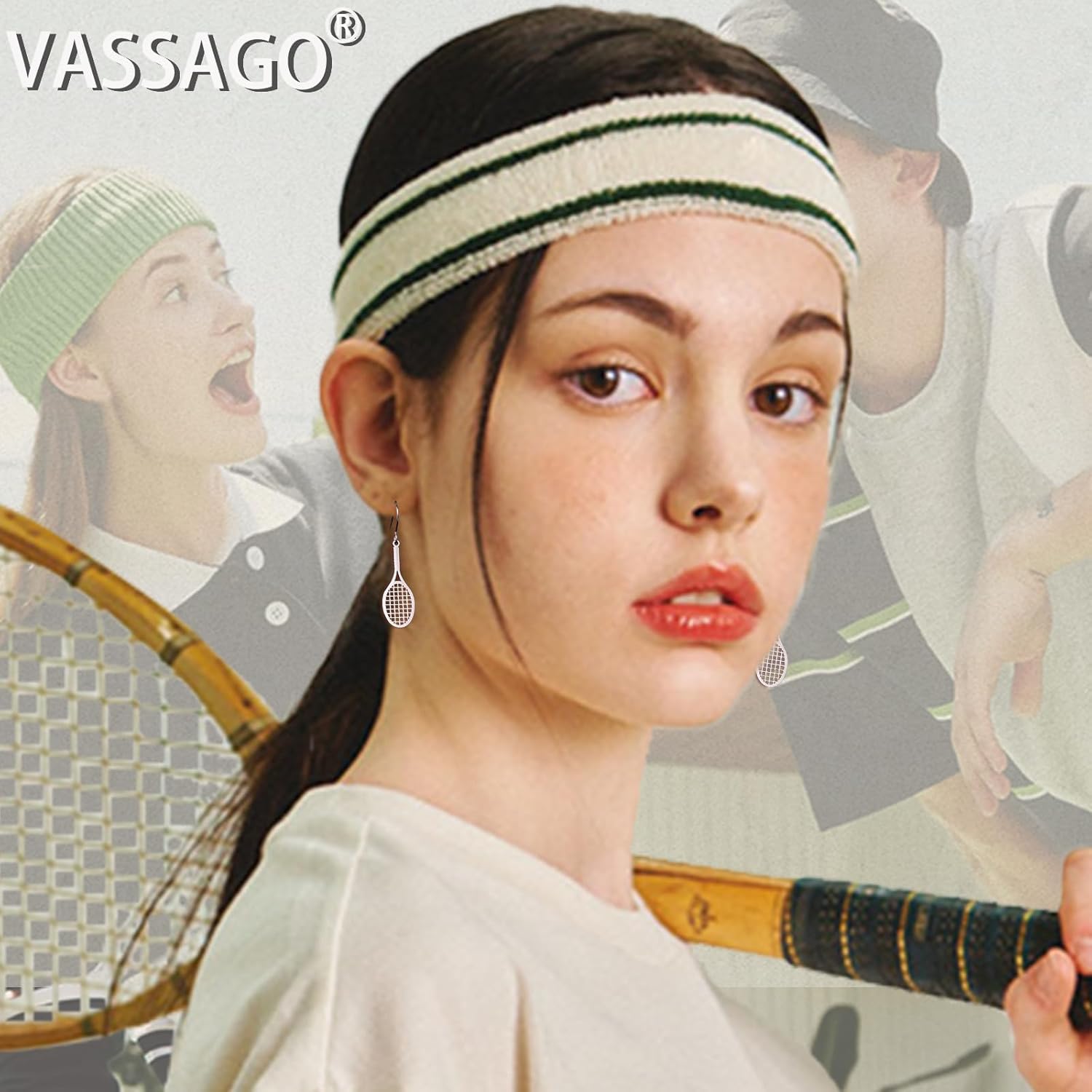 Tennis Earrings Gifts for Women Stainless Steel Dainty Tennis Racket Charm Dangle Earrings Sports Tennis Lover Gifts Jewelry for Women Teen Players - Image 2