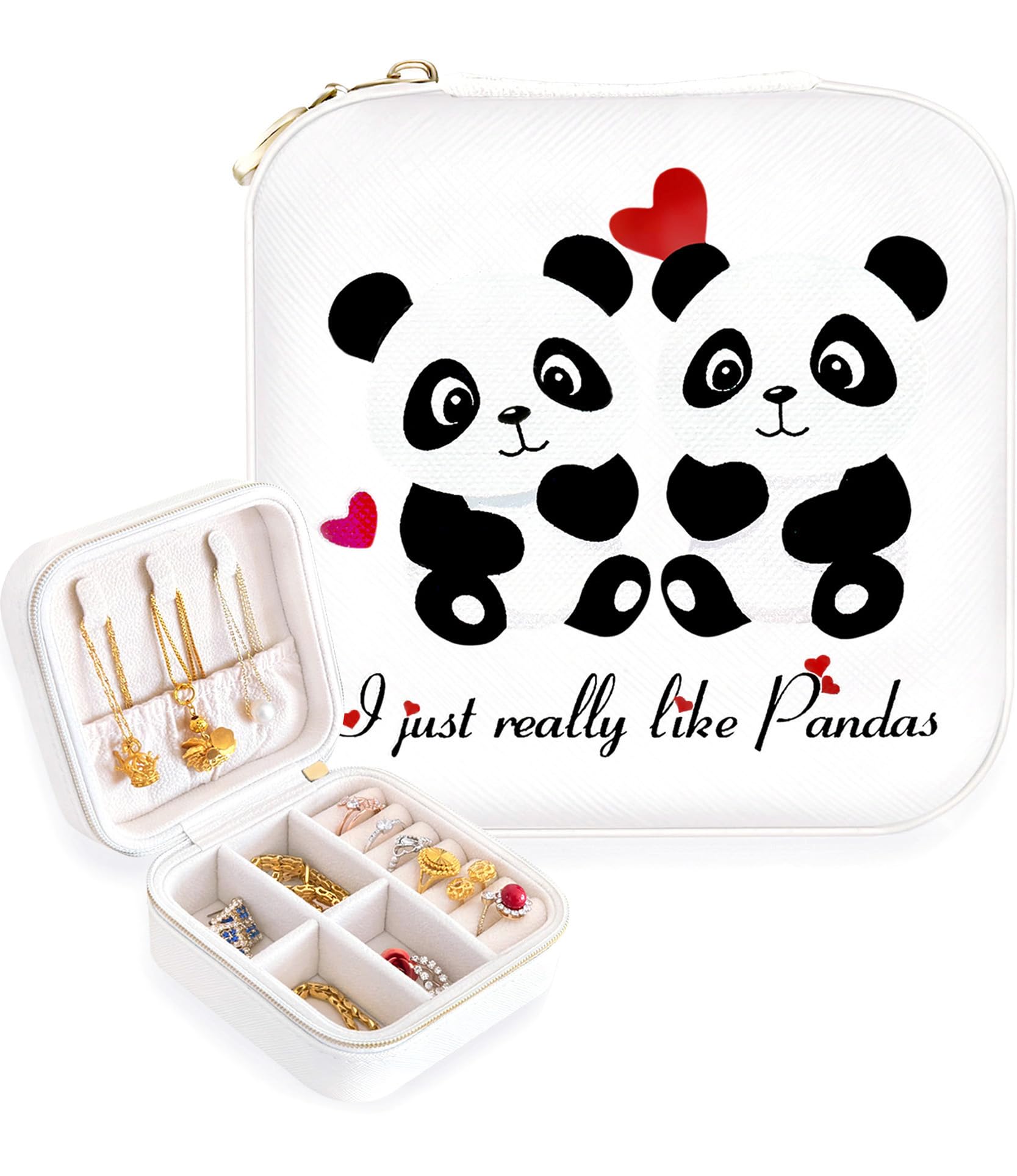 BJDAMAIBJDAMAI Panda Jewelry Box, Gifts For Women Teens Girls Age 8-12, Panda Lovers Themed Stuff Items Accessories Things Merchandise Decor Merch, Travel Ring Earrings Necklace Organizer Holder！