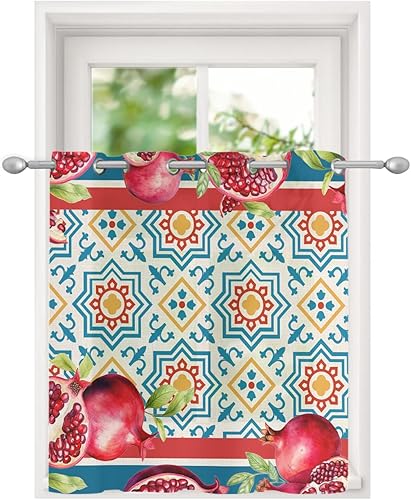 Miniatura 7 de Wowouhiya Cortinas traslúcidas de granada para dormitoriosala de estar, cortinas de cocina con ojales de 96 pulgadas de largo, frutas rojas, azul,