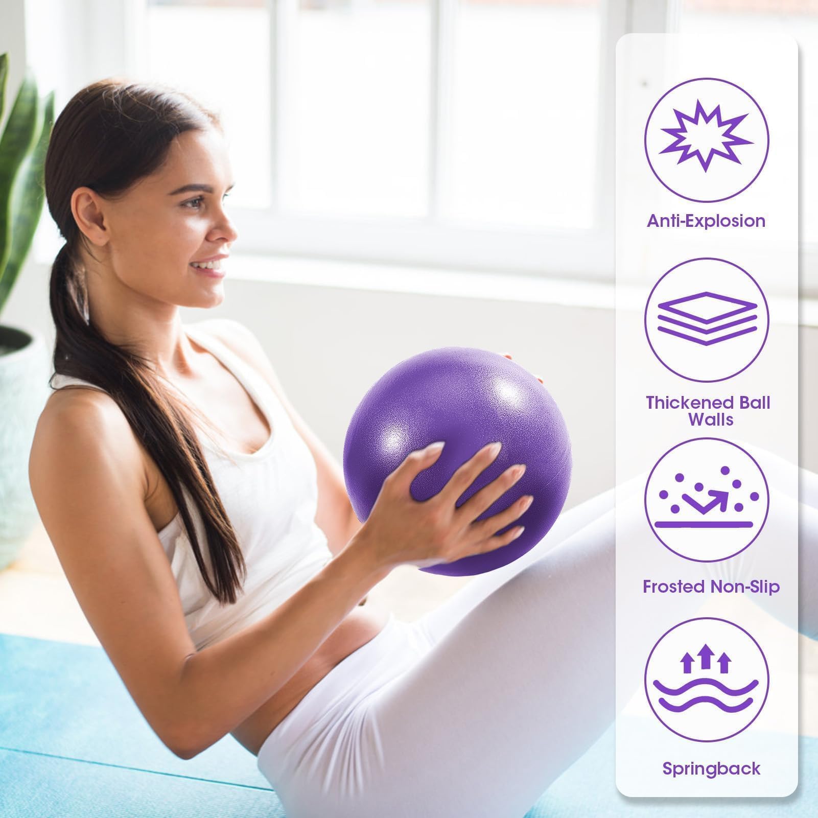 Pelota de pilates suave de 9 pulgadas, pequeña pelota de ejercicio con popote inflable, antiexplosión, antideslizante, de PVC, mini pelota de gimnasio para yoga, pilates, barra, terapia física