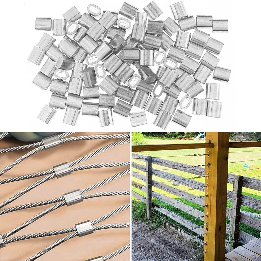 100 Stück Seilklemmen 2mm Aluminium - Doppelhülsen Crimphülsen Für Drahtseil