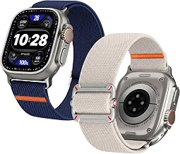 Fullmosa 2 Pieces Elastic Nylon Strap for Apple Watch Ultra 3/2/1 49 mm, SE 44 mm Series 6 5 4, Series 11/10 46 mm, 45 mm Series 9 8 7 3 2 1 42 mm, Comfortable Breathable Sport Straps for iWatch Band