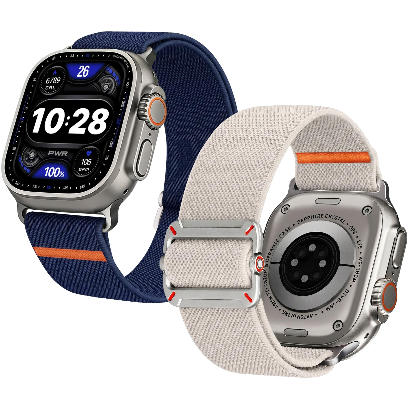 Fullmosa 2 Pack Stretch Nylon Bands Compatible with Apple Watch Strap (Ultra 3/2/1 49mm 45mm 46mm 44mm 42mm, Adjustable Breathable Sport for iWatch SE3/2/1 Series 11/10/9/8/7/6/5/4/3/2/1-image-43