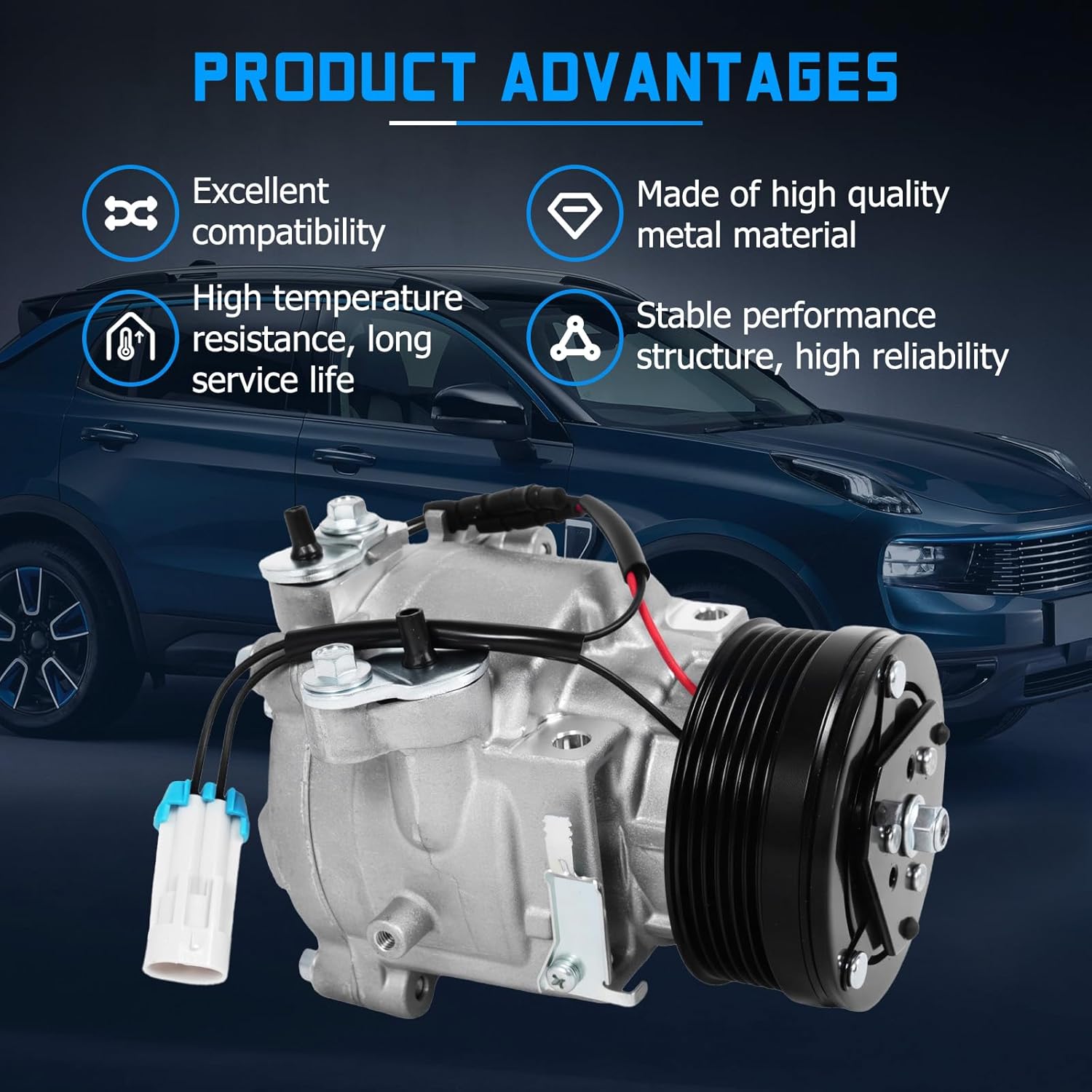 22301C Air Conditioner AC Compressor with Clutch Fits for 2013-2021 Encore, 2020-2021 Encore GX, 2013-2020 Sonic, 2013-2021 Trax 1.2L 1.3L 1.4L, Replace OE 98495 42783843