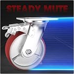 Casters Set of 4 Heavy Duty 6 inch Caster Wheels - ASRINIEY Locking Casters with No Noise Polyurethane on Steel Wheels, Swivel Plate Caster with Brake for Toolbox Workbench, 5000 lbs Total Capacity