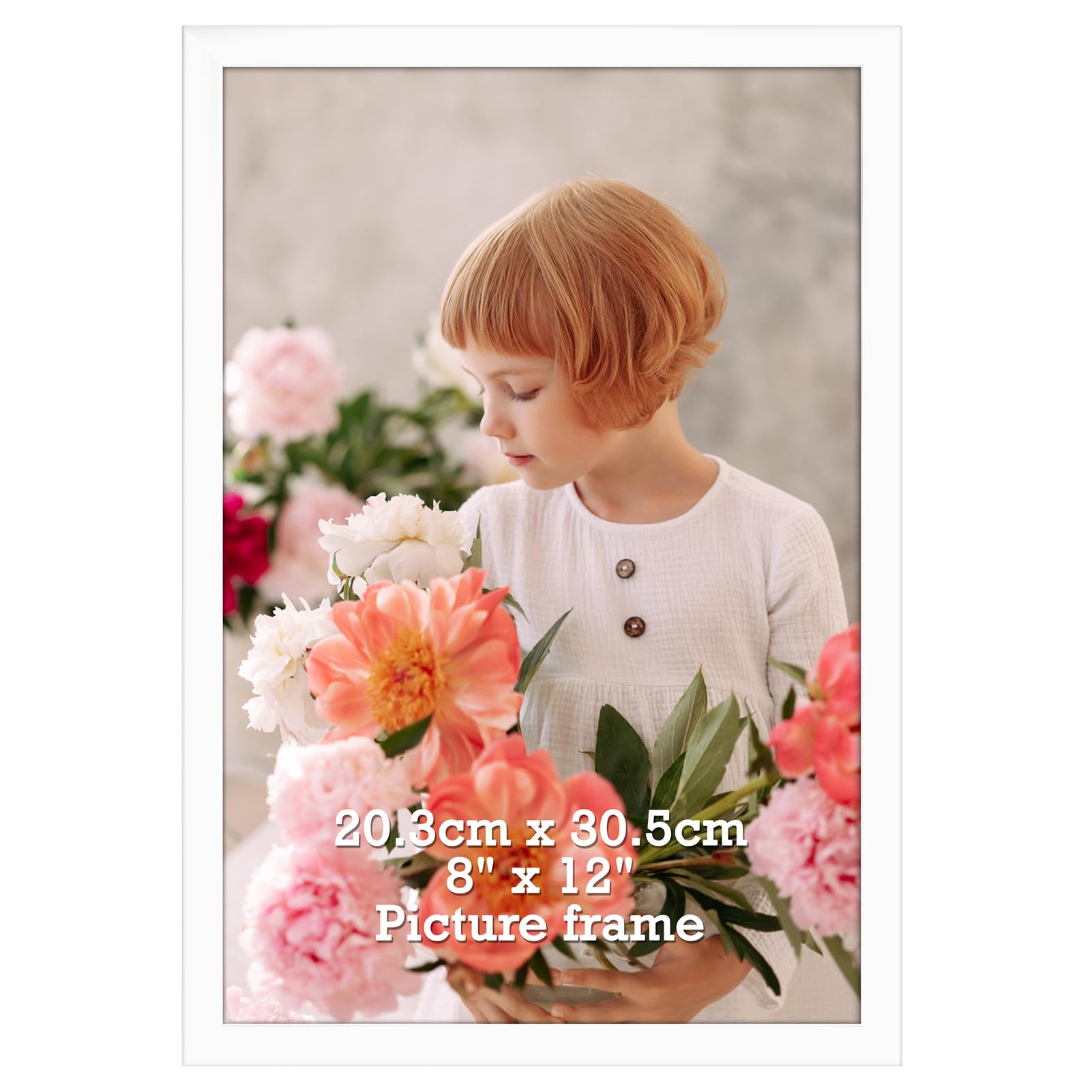 Vasemouh 12x8 Photo Frame White, Single 20x30cm Picture Frame Horizontal or Vertical Wall Mounting and Tabletop Display for Home, Office, Gallery โ image 1