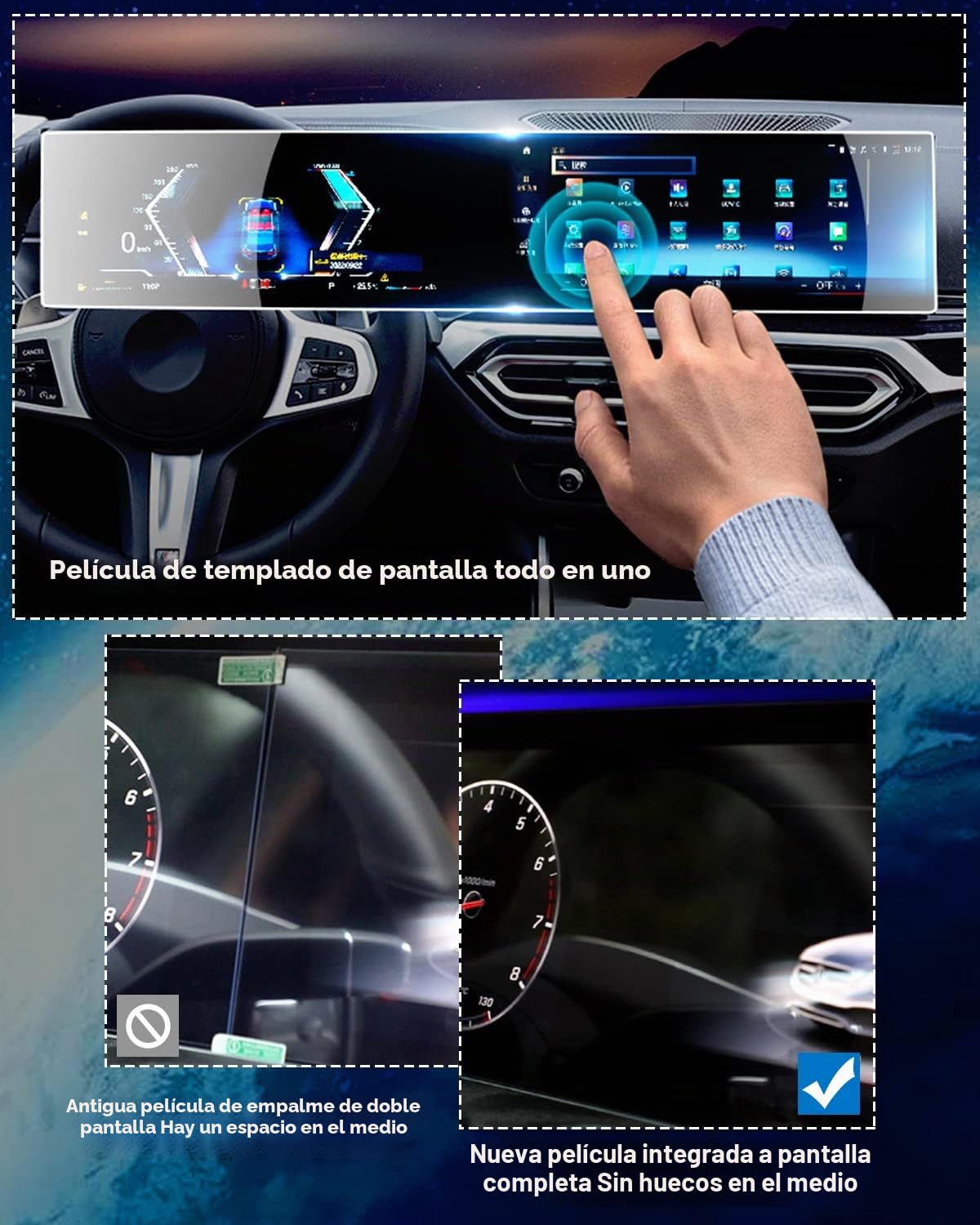 Protector de pantalla de cristal templado para BMW Series 3/4/5 G20 G30 G60 X3 X5 X6 X7 iX i3 i4 i7 M3 M4 (2022-2025), pantalla de instrumentos digital y pantalla táctil GPS (No para X1/iX1)