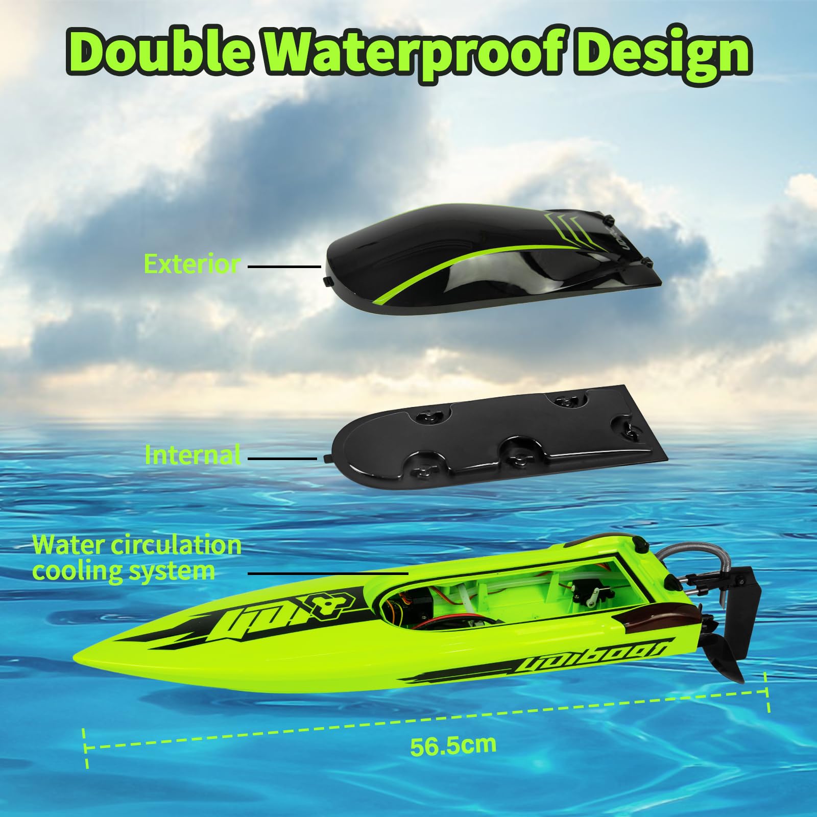 Ulifance UDI018 RC Boot Brushless für Pools und Seen, Groß Ferngesteuertes Boot Grün