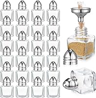 Vista 13 de Uiifan Juego de 12 piezas 0.5 oz de forma cúbica, pequeños saleros y pimenteros con tapas tonales, frascos de condimentos de vidrio transparente