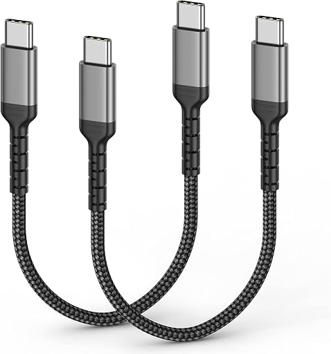 1ft USB-C to USB-C Cable Short Type C to Type C Fast Charging Cable Compatible with Apple iPhone 16/15 Pro/Max Samsung Galaxy Google, Short USBC to USBC Cord 12 Inch