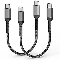 Vista 1 de Cable USB-C a USB-C de 1 pie corto tipo C a tipo C, cable de carga rápida compatible con Apple iPhone 16/15 Pro/Max Samsung Galaxy Google, cable