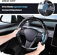 Vista 4 de Cubierta de volante para Tesla Model 3 (2017-2023) / Model Y (2020-2024), antideslizante, agarre cómodo, transpirable, personalizada para accesorios