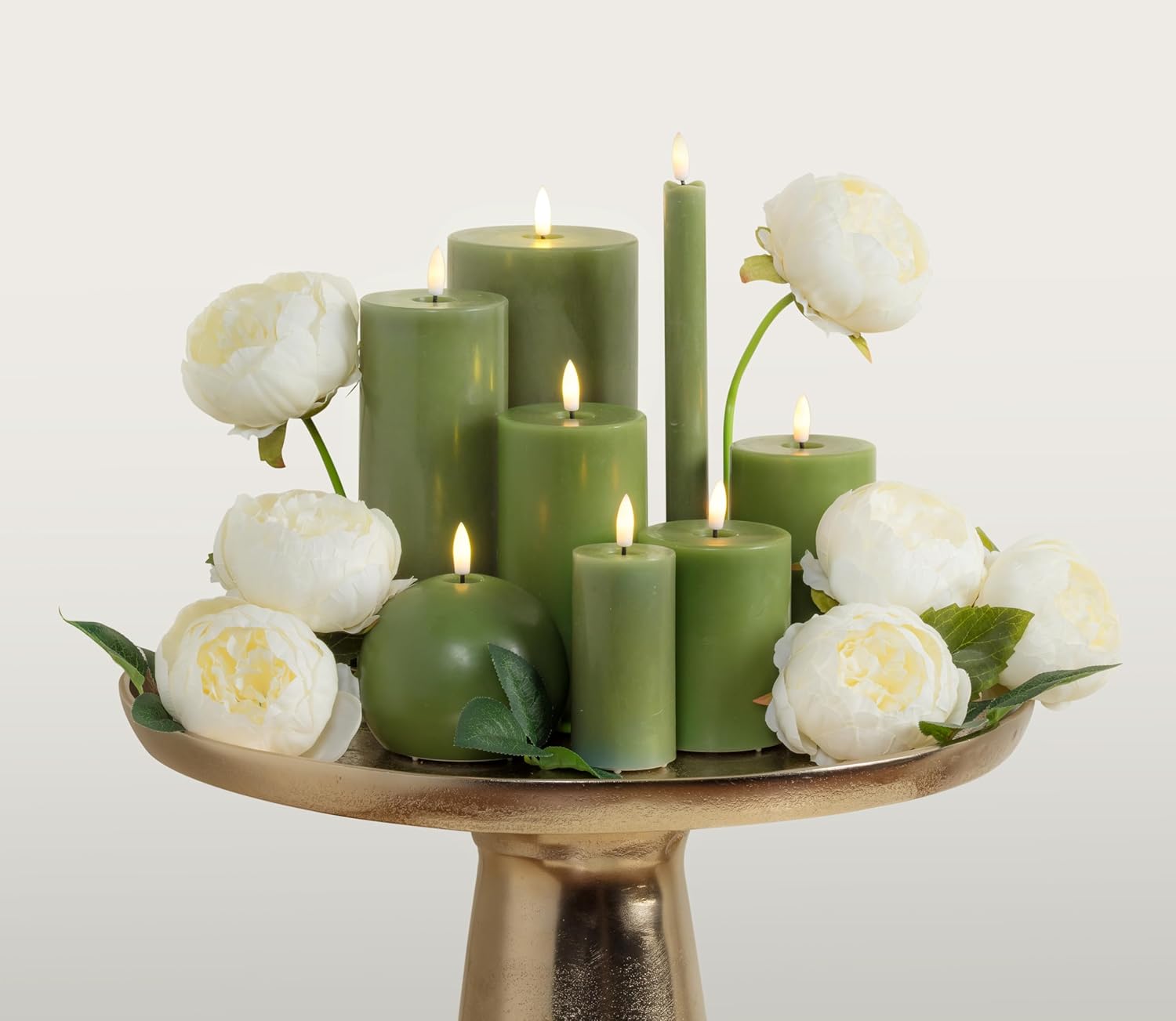 Abbott Collection Wax LED Flameless Pillar Candle - Green (3x8 H)