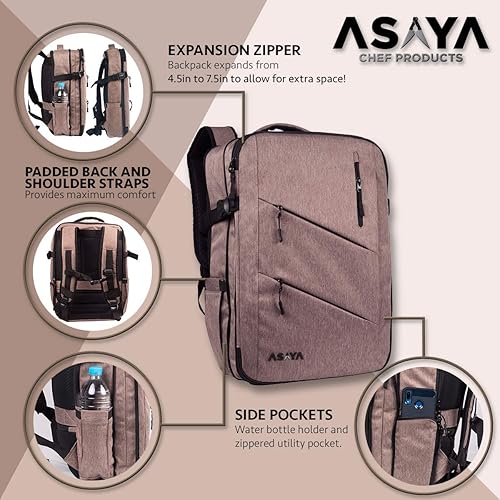 Miniatura 2 de Asaya Mochila para cuchillos de chef con bolsa enrollable de 20 bolsillos, más de 30 bolsillos para cuchillos y utensilios de cocina, nailon