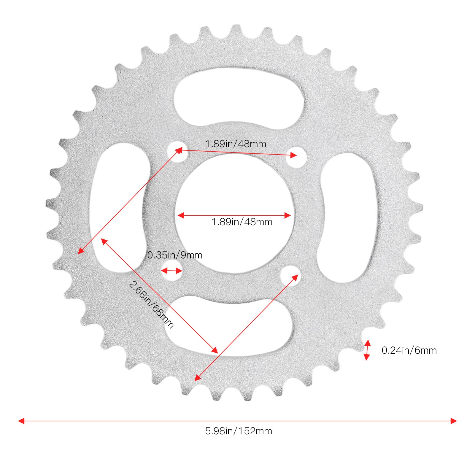 420 Catena 37 Denti 48mm Pignone Posteriore Cog per Cinese ATV Dirt Pit Bike Quad Trike Moto, Acciaio Al Carbonio