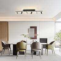 Vista 9 de Jaycomey Modernas luces LED de techo, regulables de 6 luces empotradas, lámpara de techo con control remoto, 51 pulgadas, negro y dorado