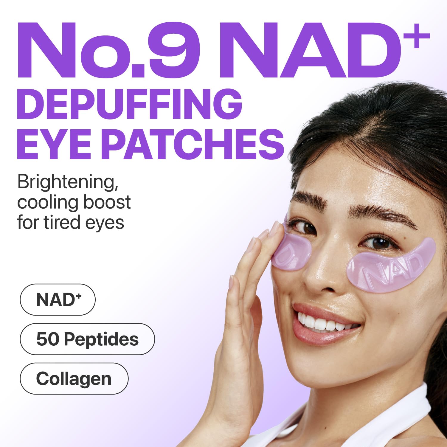 numbuzin No.9 Eye Patches, NAD+ Collagen Gel Eye Masks with Peptides, Caffeine & Niacinamide, 5 Pairs (10 Patches)