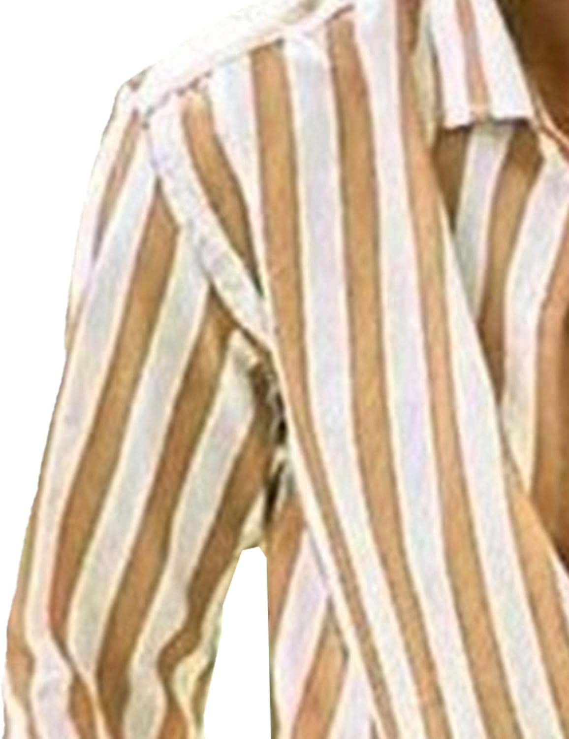 Men's Long-Sleeve Regular-Fit Stretch Shirt Button-Down Striped Cotton Dress Shirt Casual Summer Yoga Tops
