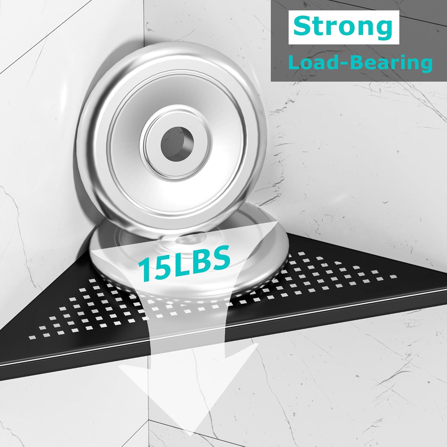 Corner Shower Shelves, 10” Recessed Tile Shower Shelf Brushed Nickel, 304 Stainless Steel Grout in Corner Tile Bathroom Shelves, No Drilling, 2 Pack