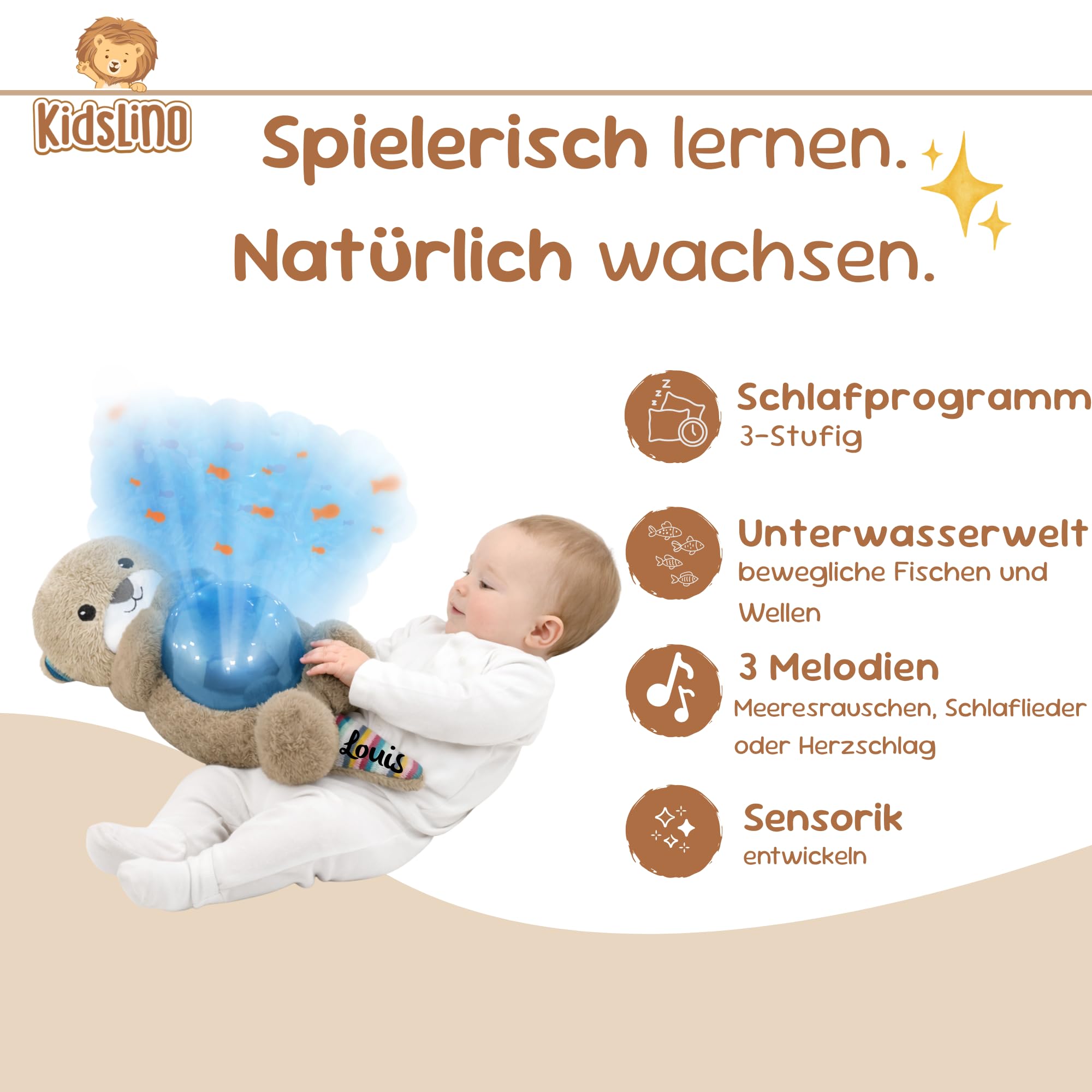 Personalisierter Sternenlicht Projektor Otto – Baby Einschlafhilfe & Nachtlicht Kinder – Beruhigendes Schlummerlicht mit Sternenhimmel – Sanfte Projektion gegen Angst im Dunkeln – Geschenk zur Geburt