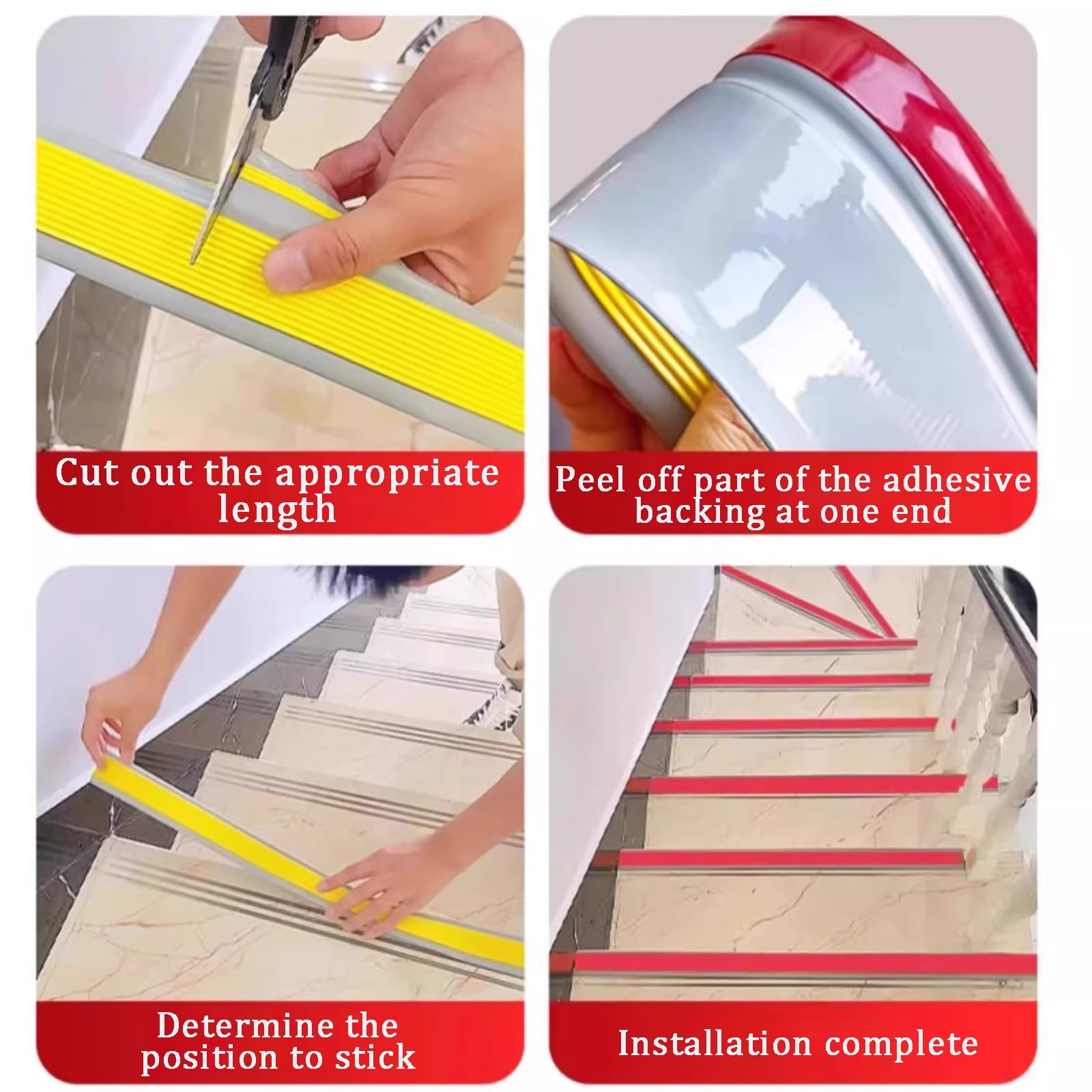 Perfil De Protección para Borde De Escalón, Perfil De Borde De Escalera Tira Antideslizante Tira, Duraderos Cantonera Protector, Esquina para Cantos, Antideslizante Borde Escalonado(Yellow,2m)