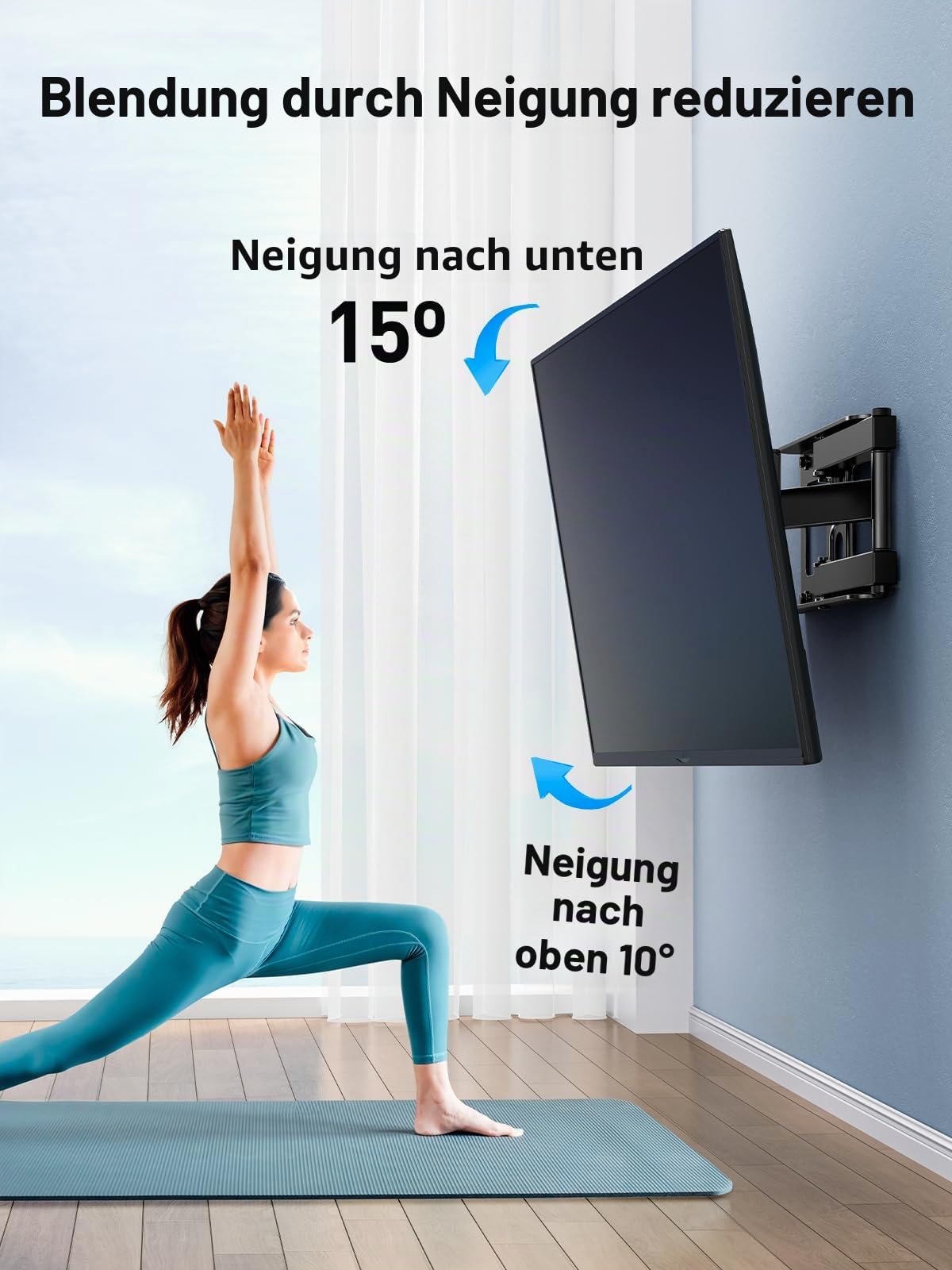 PERLESMITH TV Wandhalterung, für 26-60 Zoll Fernseher bis zu 40 kg, Schwenkbare Neigbare TV Halterung 43 55 Zoll, Wandhalterung Fernseher Max. VESA 400x400 mm, PSMFK10