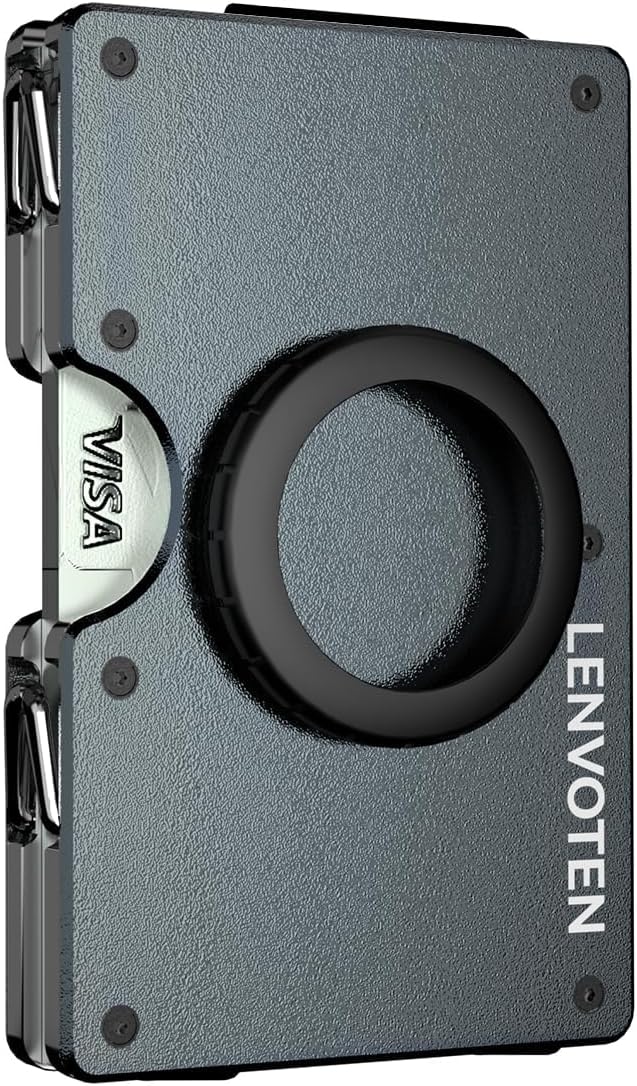 Upgraded Hinged Minimalist Wallet for Men | Slim Metal RFID Blocking Wallet | Credit Card Holder & Money Clip Holds 20 Cards | Premium Scratch-Resistant Finish | Ideal Gift for Men(AirTag Compatible)