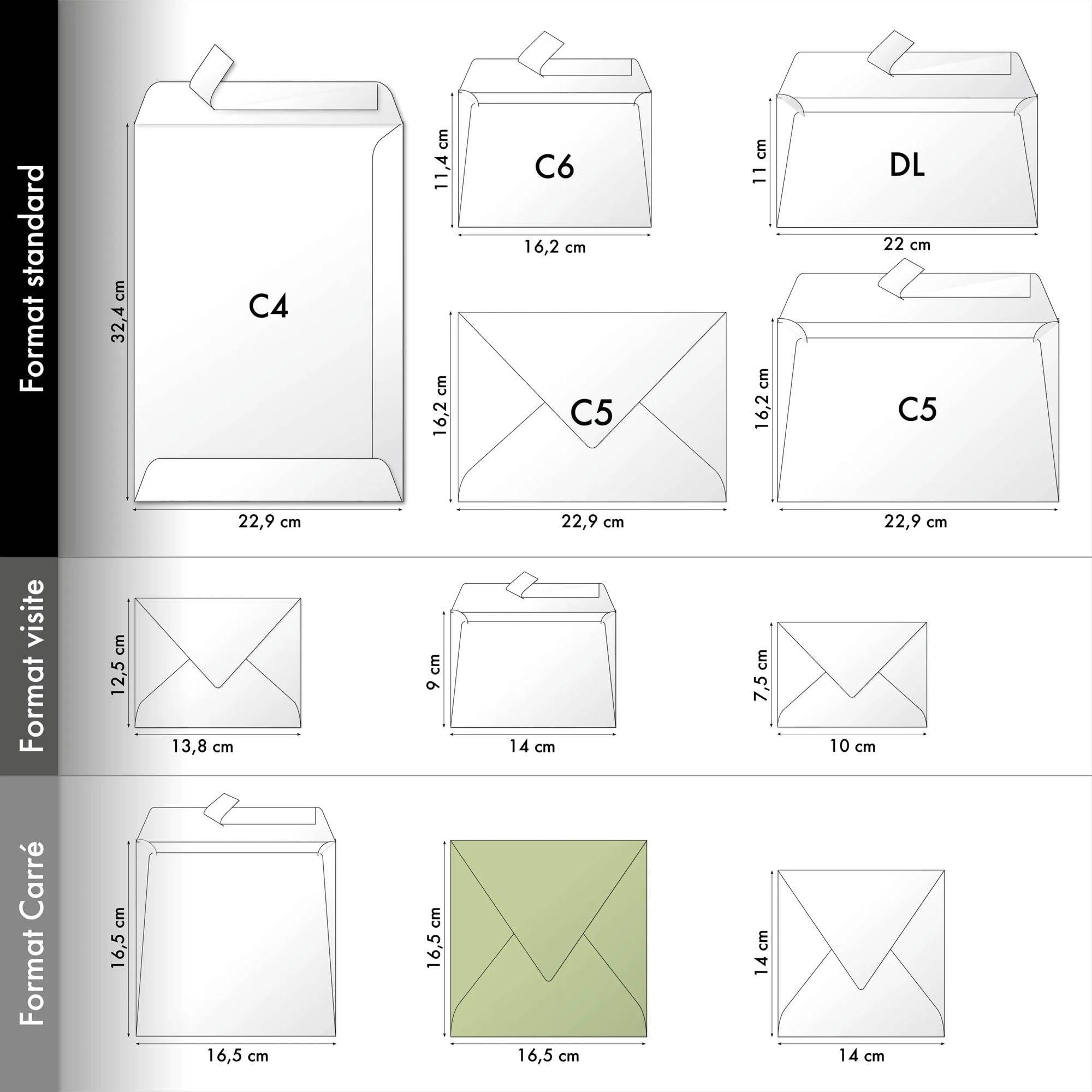 Clairefontaine 5573C Pacco 20 Buste Gommate 16,5x16,5cm 120g/m² Fucsia Carta Premium Liscia