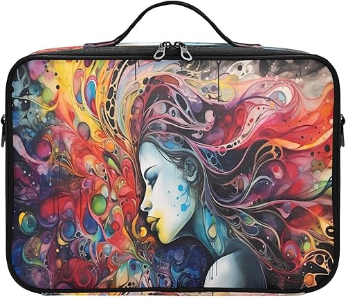 Bolsa de maquillaje de arte colorido para mujer, bolsa de maquillaje de viaje para cosméticos, bolsa de aseo con compartimentos grandes, bolsas de disponible en Yaxa Peru
