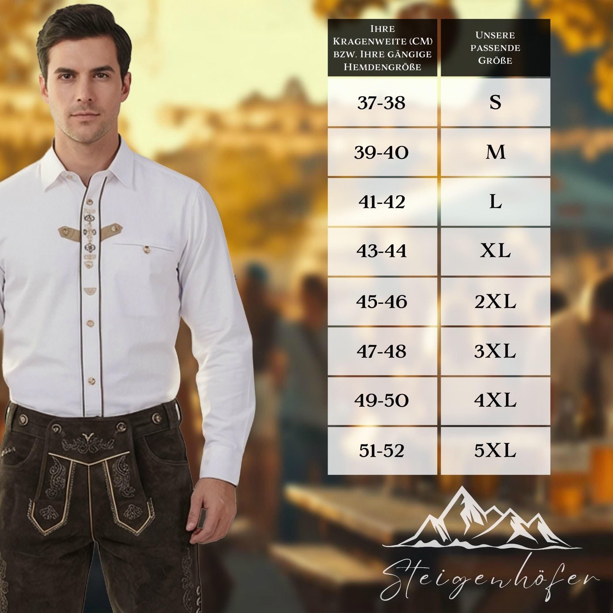 Steigenhöfer Manufaktur Trachtenhemd Herren Langarm - Vincent - Mit Trachten und Jeans kombinierbar - Traditionelles Herren Hemd mit Kentkragen - Ideal für Dein Oktoberfest Herren Outfit