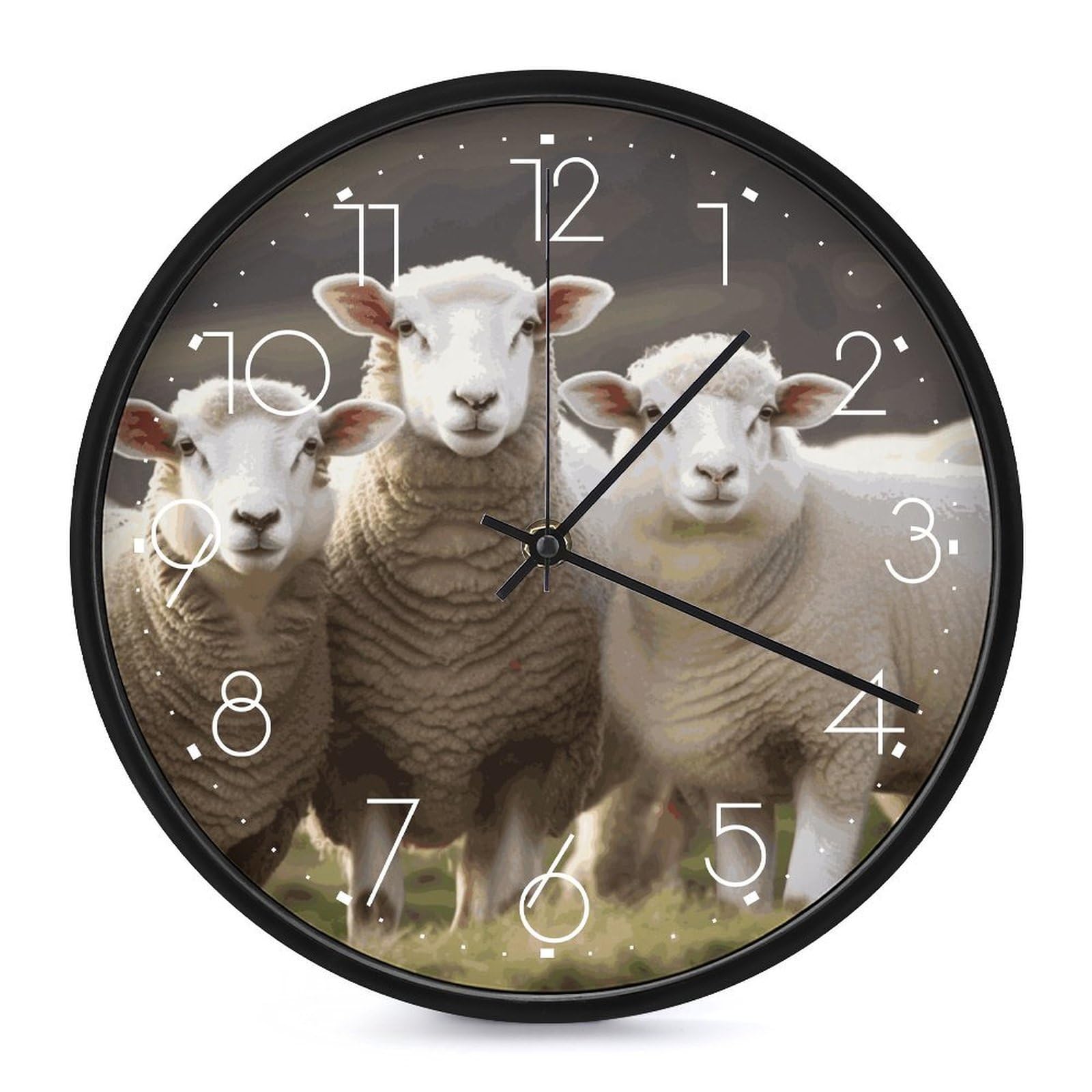Adfgyerh White-Style Sheep And Lambs Clock，9.8 Inch Battery Operated Wall Clock Classic Simple, Decorative Wall Clock.analog Clock For Kitchen Office Bathroom Bedroom.