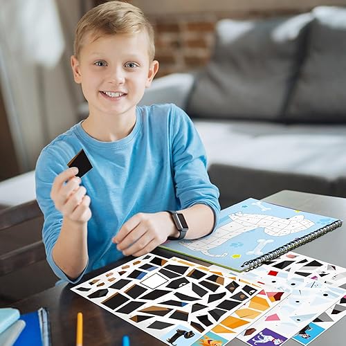 Miniatura 6 de TBEEJ 2 libros de calcomanías para niños de 4 a 8 años, diseños temáticos de animales, regalo de fiesta, crea 20 imágenes