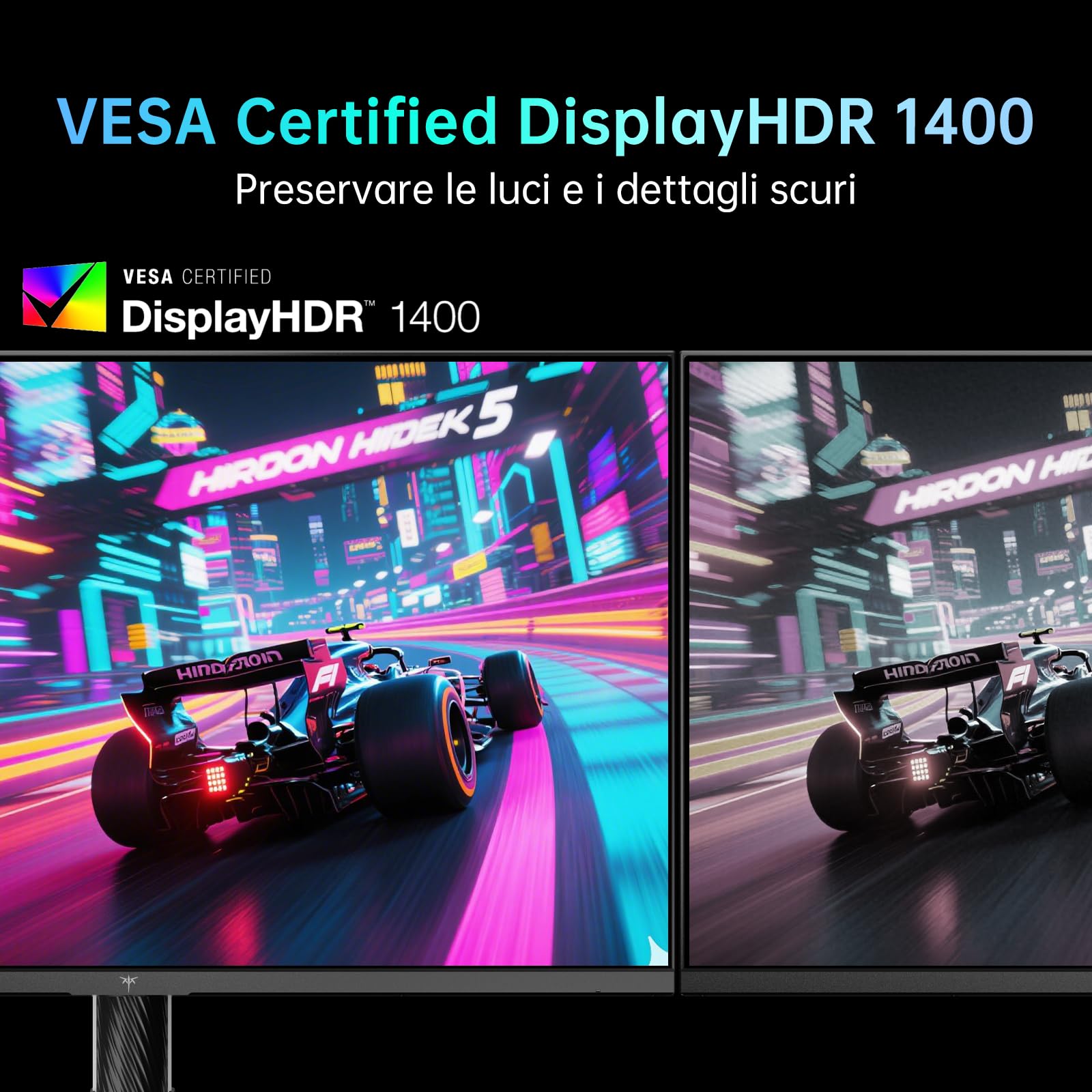 KTC Monitor Mini LED | 27 Pollici | 2K@180Hz QHD 2560x1440P | VESA Display HDR1400 | 1ms | Adaptive Sync | 148% sRGB | HDMIx2, DPx1 | Supporto per montaggio verticale e a parete | Bianco M27T6