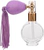Vintage Powder Spray Bottle Refillable Glass Atomizer Compact Easy to Carry round Flat Shape Stylish Design for Travel Collection with Tassel Sprayer Squeeze Bulb