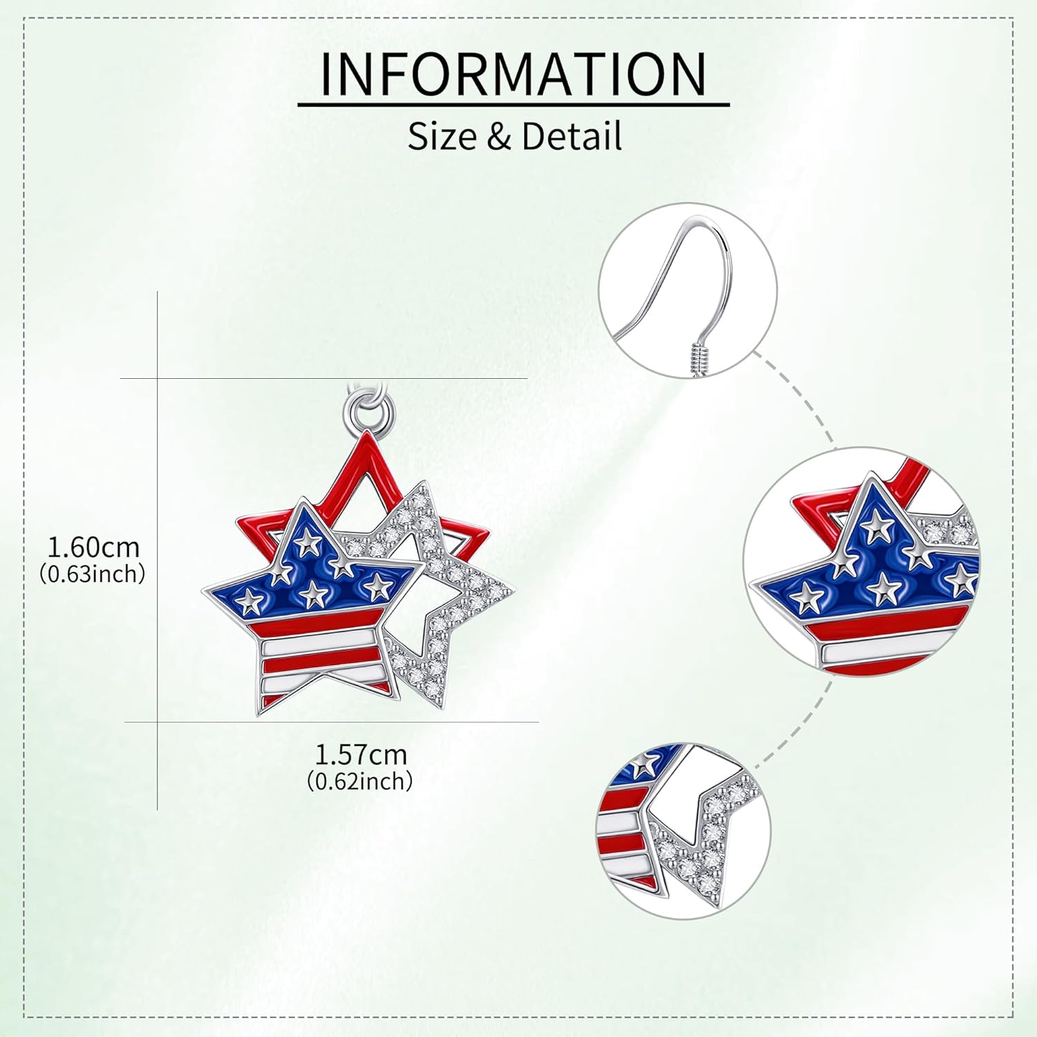 4th of July Earrings 925 Sterling Silver Patriotic American Flag Earrings USA Independence Day Jewelry Gifts for Women - Image 4