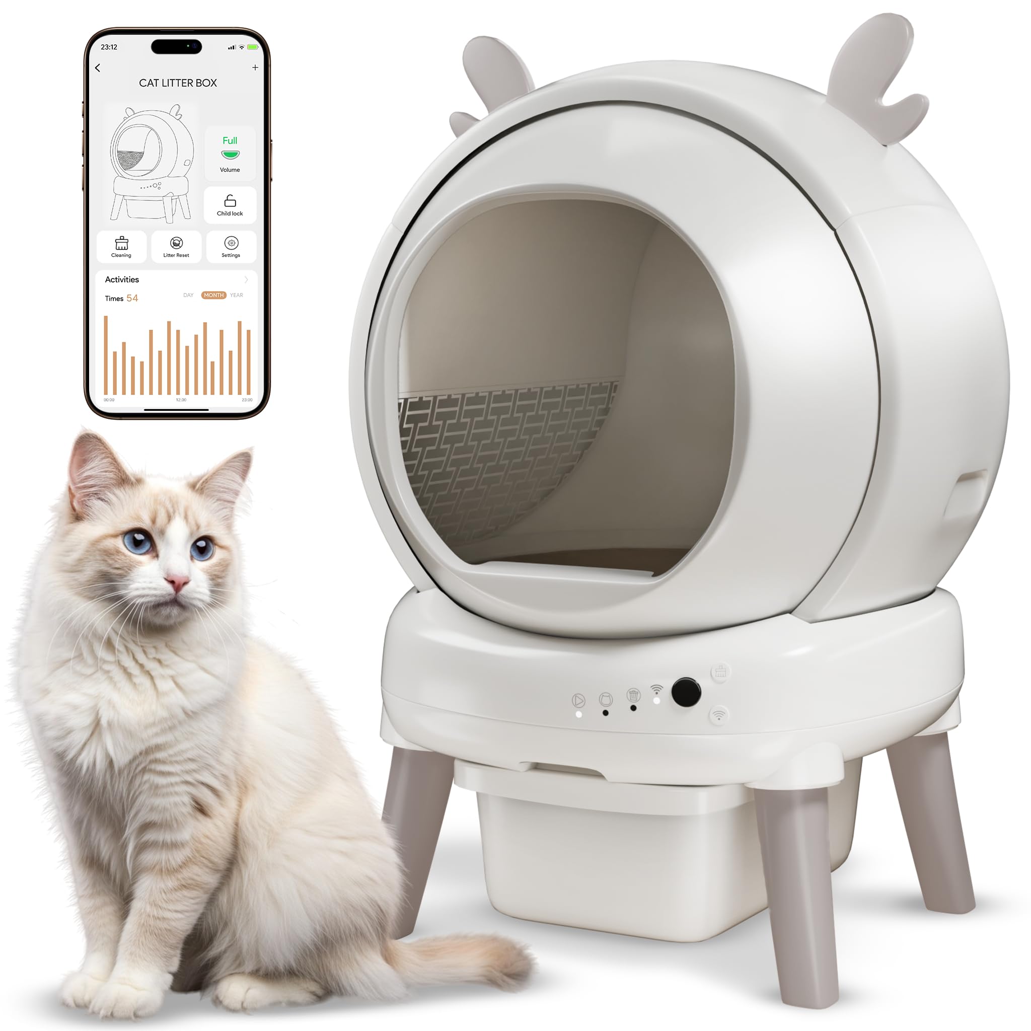 Litière autonettoyante robotisée intelligente pour plusieurs chats avec contrôle des odeurs