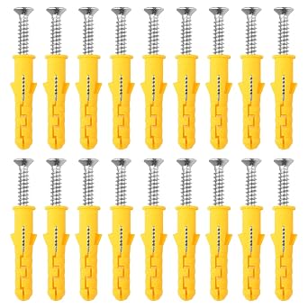 18 Sets M10x50mm Heavy Duty Masonry Brick Screws and Wall Plugs Set | Zinc Plated Wall Fixing Anchor Bolts Strong Wall Plugs and Screws Set for TV Bracket Aerial Satellite Fence Shelves